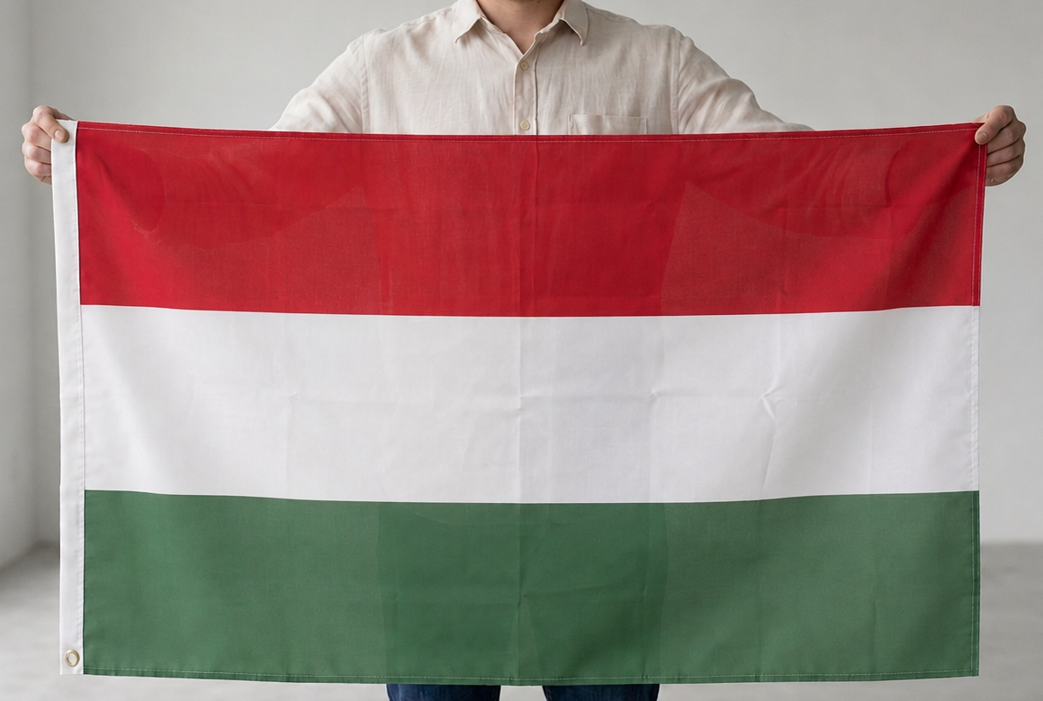 Magyar zászló kézben